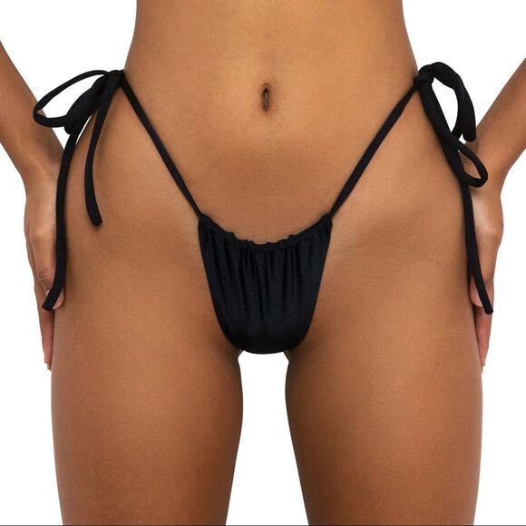 FAE Swim BIRDIE Tie Side Bikini Bottom - NERO - Minimal Coverage - Sustainable - Picture 2 of 11